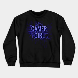 GAMER GIRL Electric Blue cyber circuit Crewneck Sweatshirt